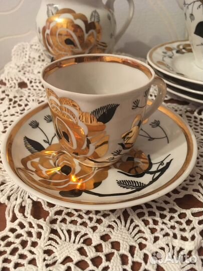Сервиз кофейный Золотая роза