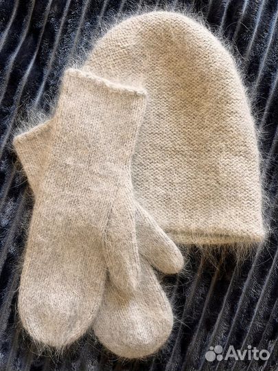 Шапка и варежки норковые