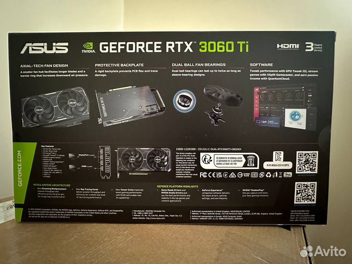 Видеокарта Asus GeForce RTX 3060Ti dual 8GB OC GDD