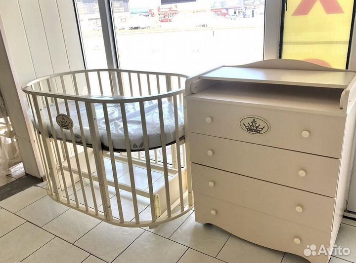 Детская кроватка трансформер круглая