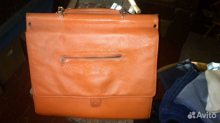Кожаный портфель-саквояж