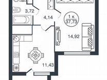 1-к. квартира, 37,7 м², 9/15 эт.