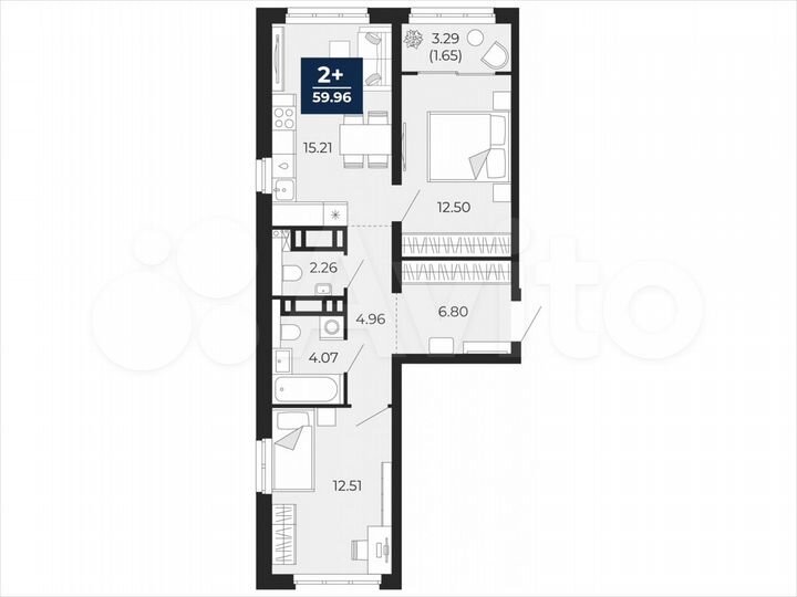 2-к. квартира, 60 м², 22/22 эт.