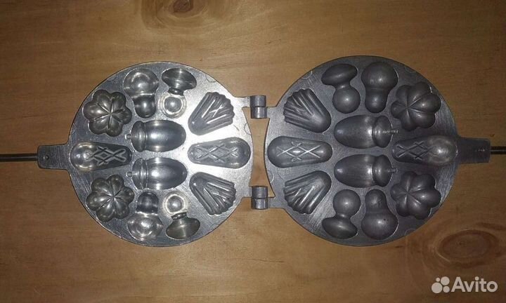 Литая форма выпечки печенья орешки грибочки СССР