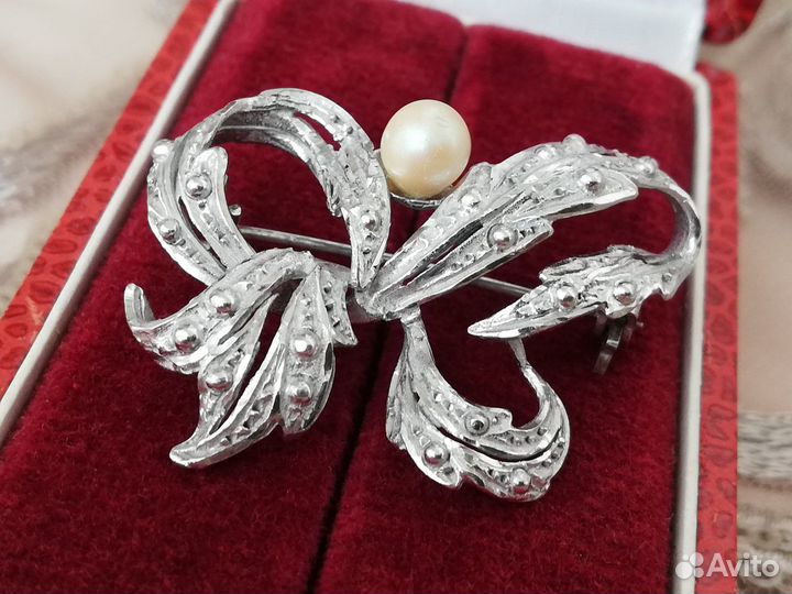 Серебряная брошь 800 проба Вторая половина 20 века