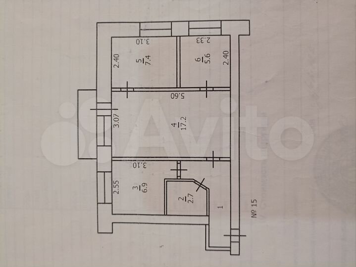3-к. квартира, 46 м², 2/2 эт.