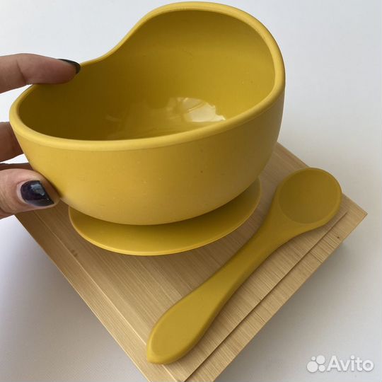 Силиконовая тарелка с ложкой