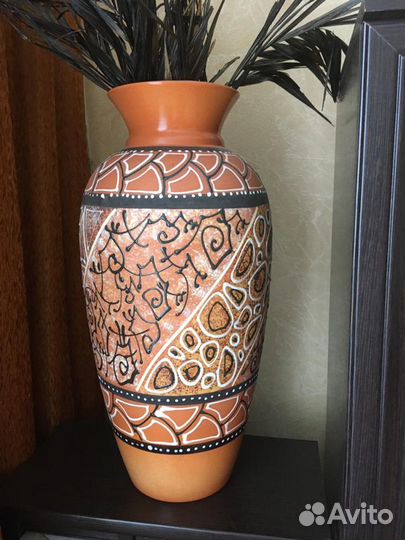 Ваза глиняная в греческом стиле большая напольная