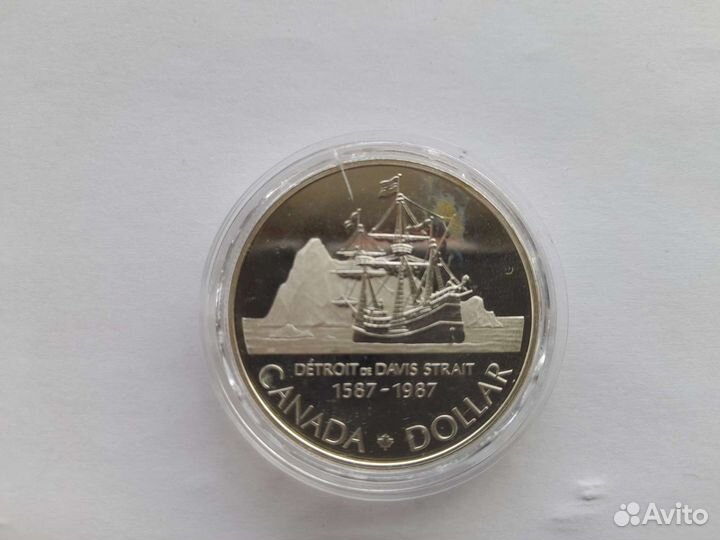 Канада 1 доллар 1987 Корабль Парусник Детройт