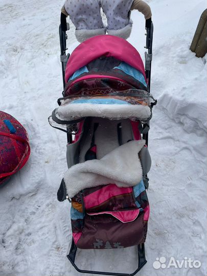 Детские санки коляска с колесами