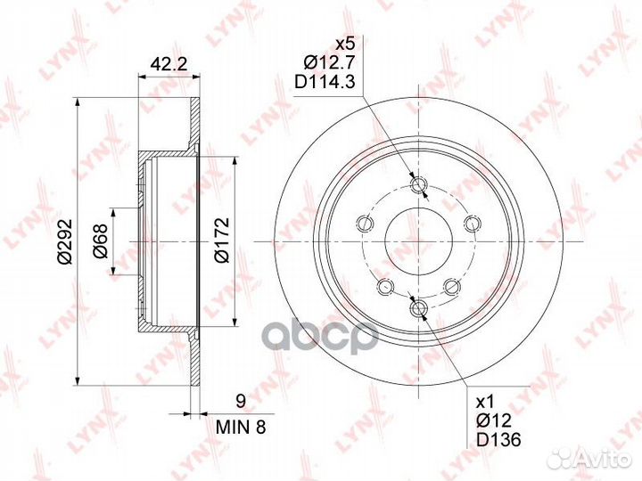Диск тормозной зад BN1793 lynxauto