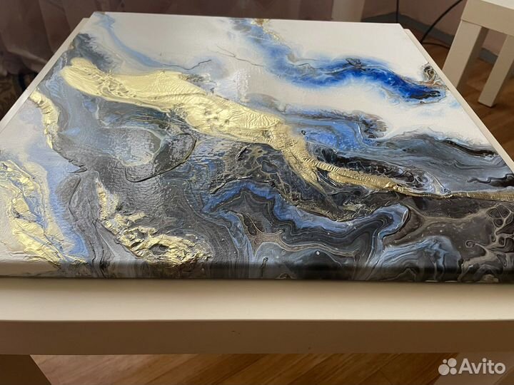 Картина ручной работы в технике fluid для дома