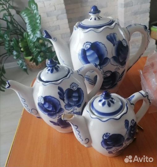 Набор чайников старая Гжель (СССР)