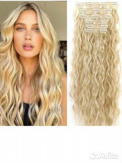 Волосы на заколках блонд