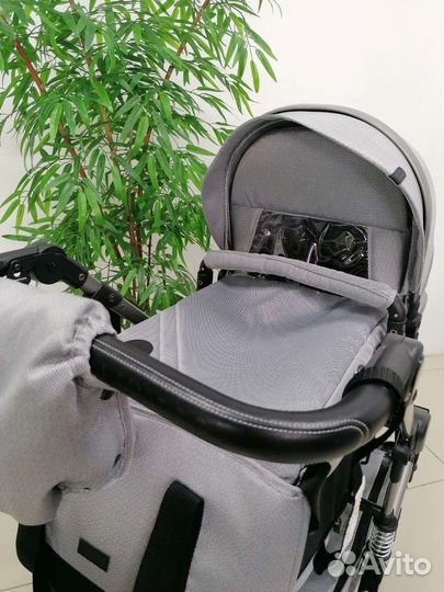 Новая коляска Luxmom 558 2в1 NEW (серый текстиль)