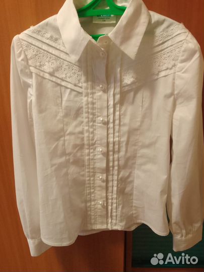 Блузка белая для девочки 128