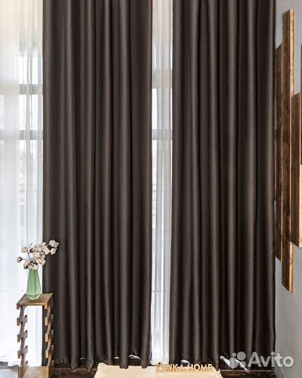 Шторы рогожка орфей шоколад новые на окна пошив