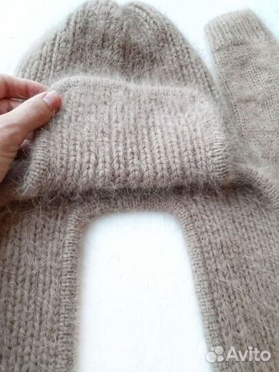 Шапка ушанка и варежки из пуха норки