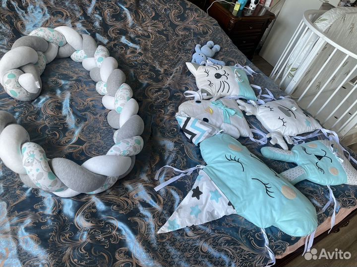 Бортики в кроватку для новорожденного Косичка