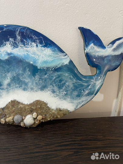 Картина панно из дерева кит