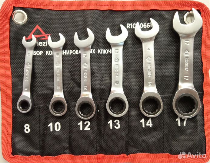 Набор ключей трещоточных укороченных 6 пр