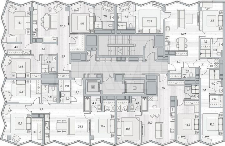 2-к. квартира, 64,4 м², 11/26 эт.