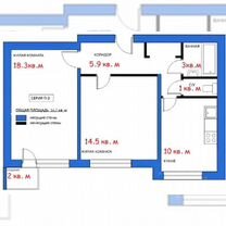 2-к. квартира, 53,7 м², 13/16 эт.
