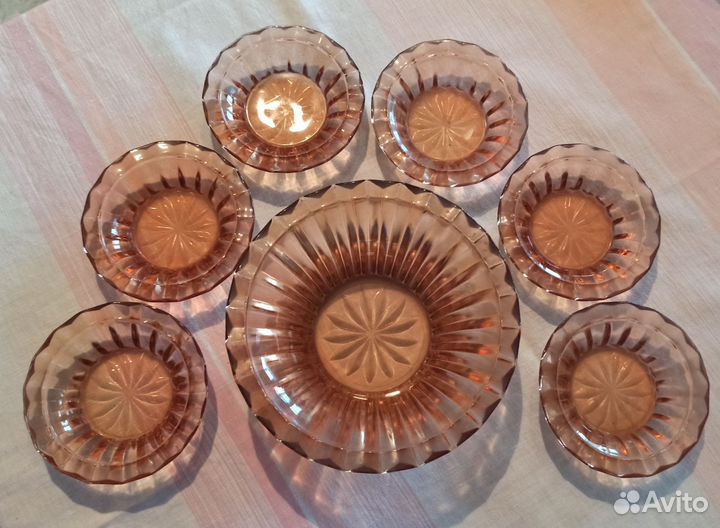 Вазочка/конфетница и 6 розеток СССР