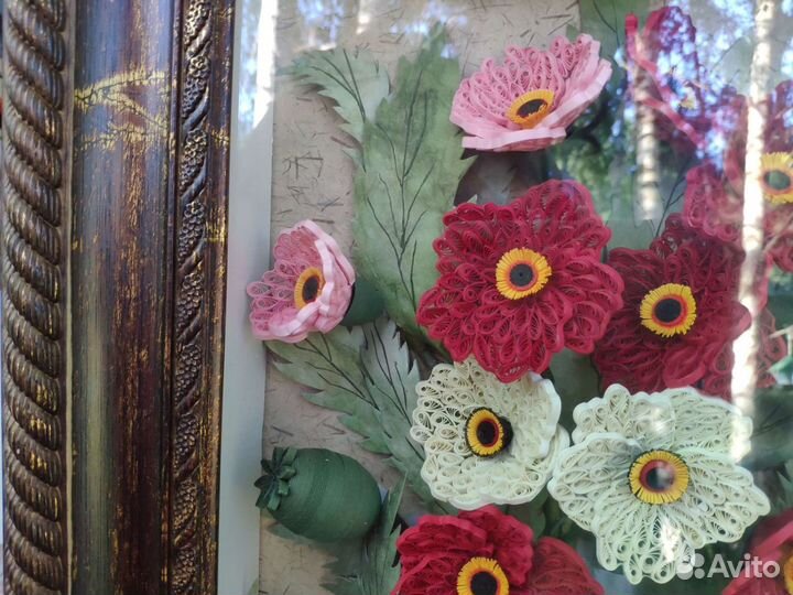 Маки. Авторская Картина Корейское бумагокручение