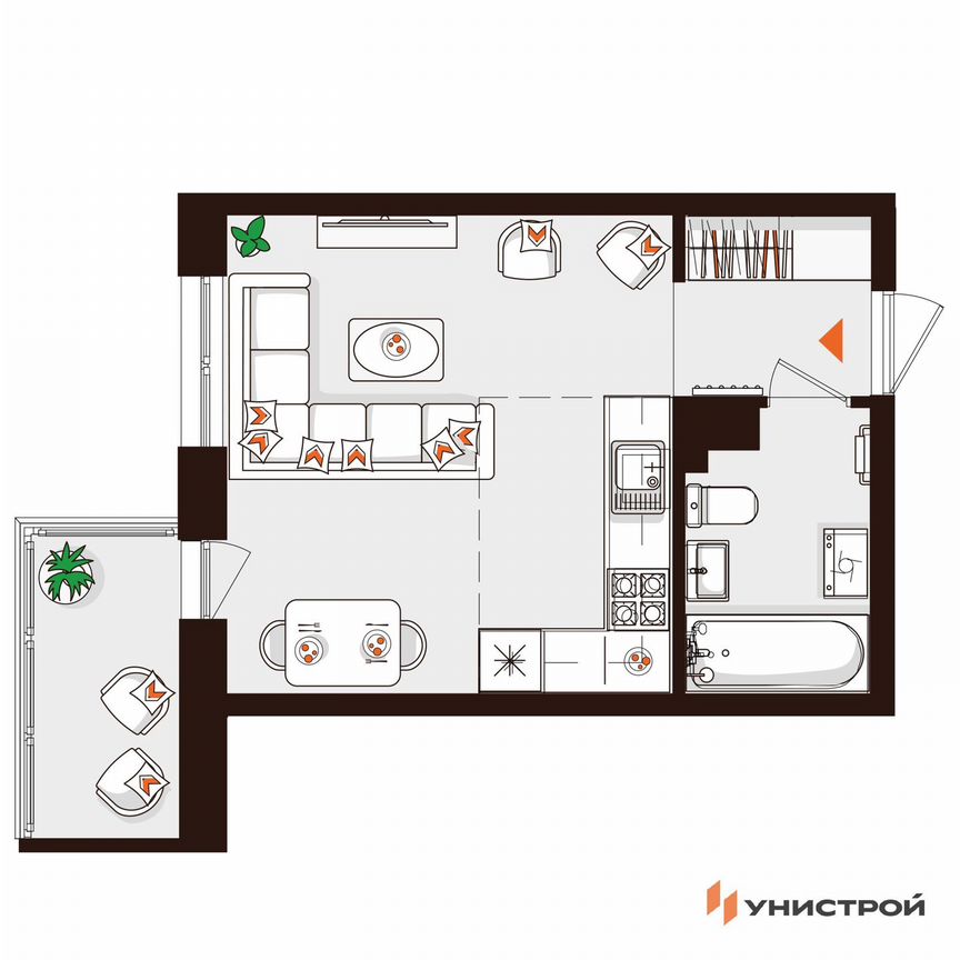 Квартира-студия, 27,3 м², 4/5 эт.