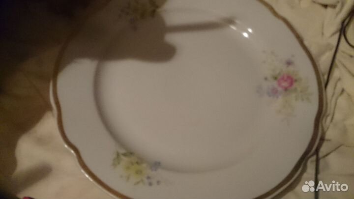 Позолоченное блюдо большая тарелка Дулёво фарфор