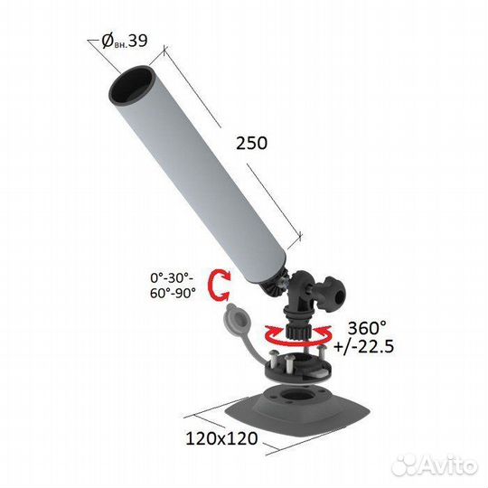 Держатель спиннинга торцевой на баллон быстросъемн