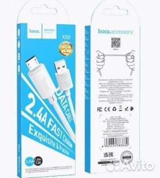 Кабель оптом. USB hoco X88, microusb, 2.4А, 1 м