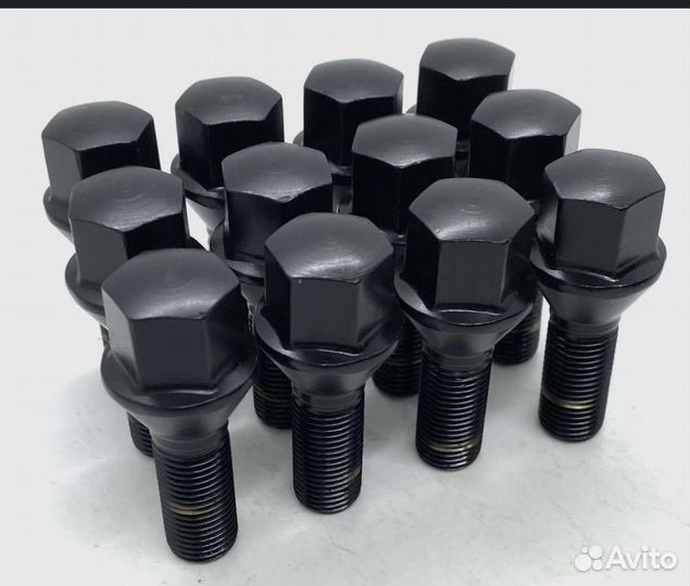 Болты колесные,черные с секретками,м12 1.25