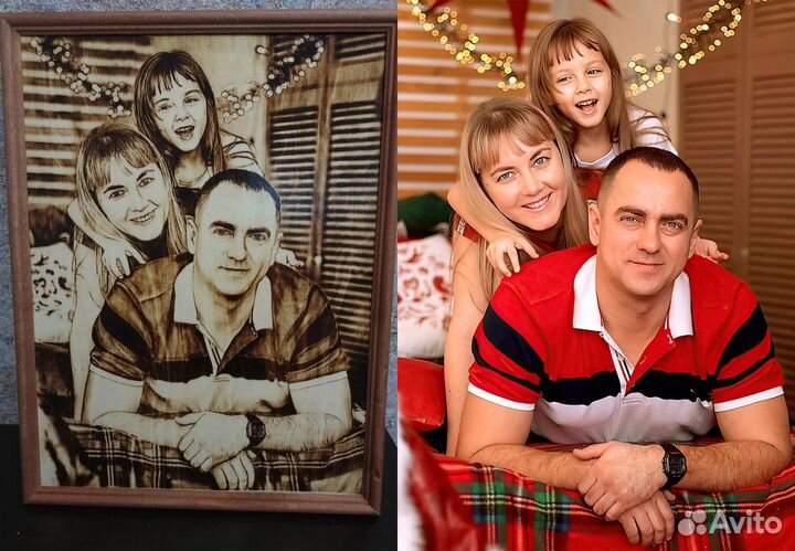 Выжигание портретов, картин на дереве по фото