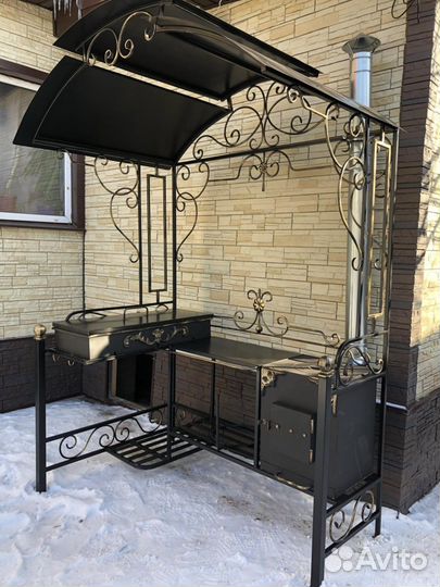 Кованый мангал с печкой