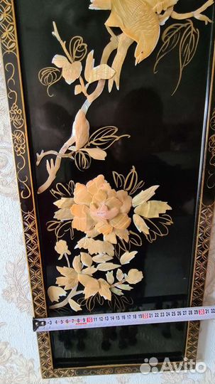 Панно из дерева. Лак.Кость. 1930-50г. Китай;Япония