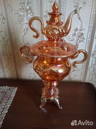 Самовар стеклянный выдувной винтаж