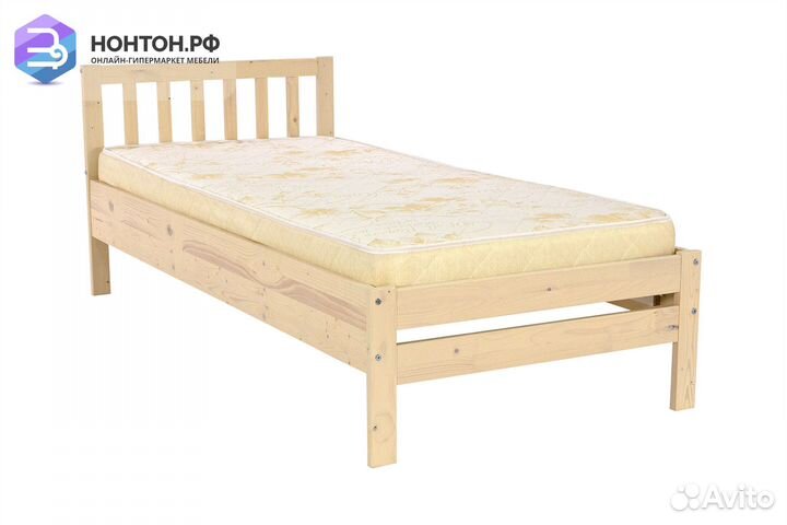 Кровать Массив 0.9 м выбеленная береза