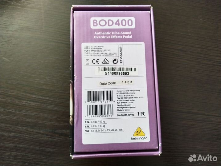 Педаль эффектов Behringer Bass Overdrive BOD400