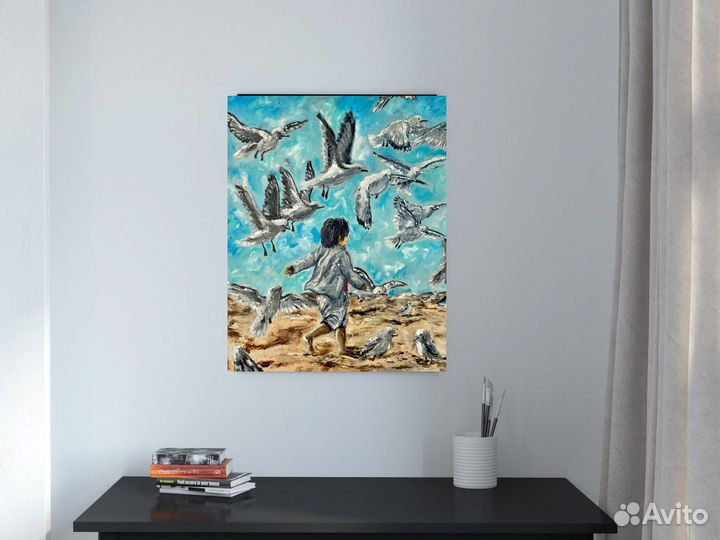 Мальчик Картина Маслом Большая Чайки Море
