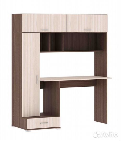 Стол компьютерный с полками Ясень шимо