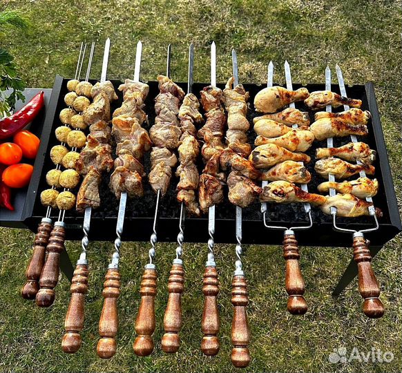 Шампура из нержавейки с деревянной ручкой