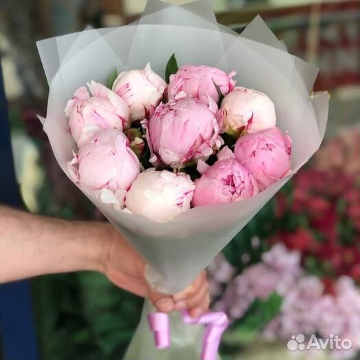 Букет из 9 пионов/ цветы пионы 25 51 пионов