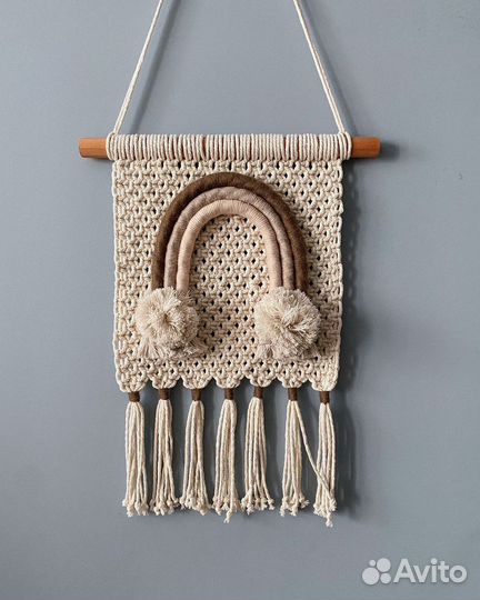 Панно декор для детской макраме радуга