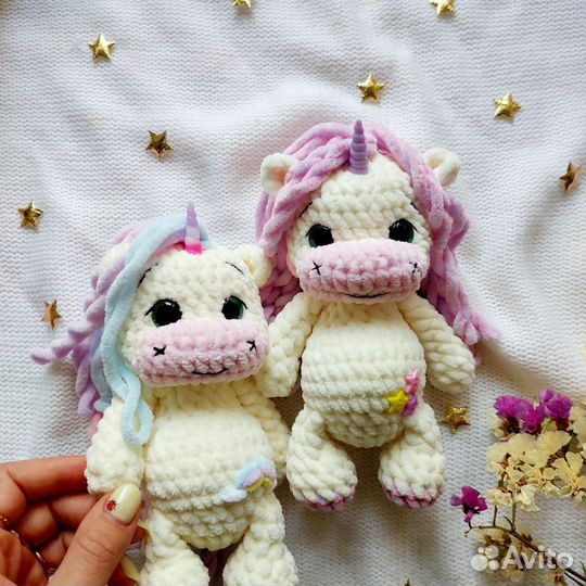 Вязаные игрушки олень единорог