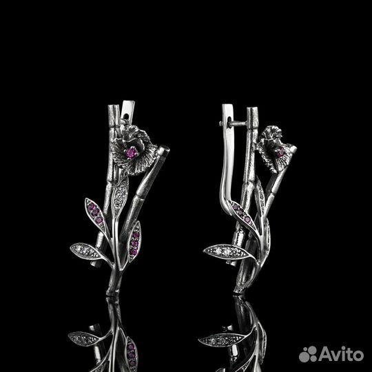 Серьги « Цветущий бамбук» от гарнитура