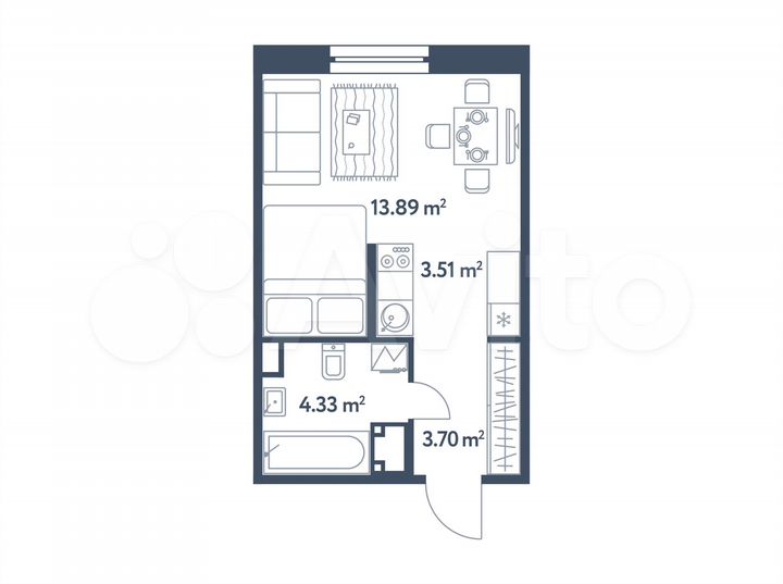 Квартира-студия, 25,4 м², 14/25 эт.