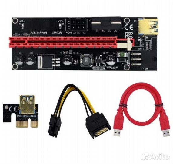 Рейзер для видеокарты / PCI-E 6-pin/USB 3.0 Type-A