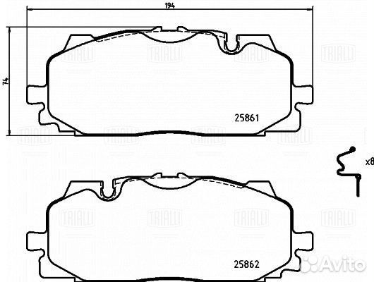 Колодки тормозные для а м Audi A4 (B9) (17) A5 (16) диск. перед. т с Akebono (с 2-мя датч.) перед